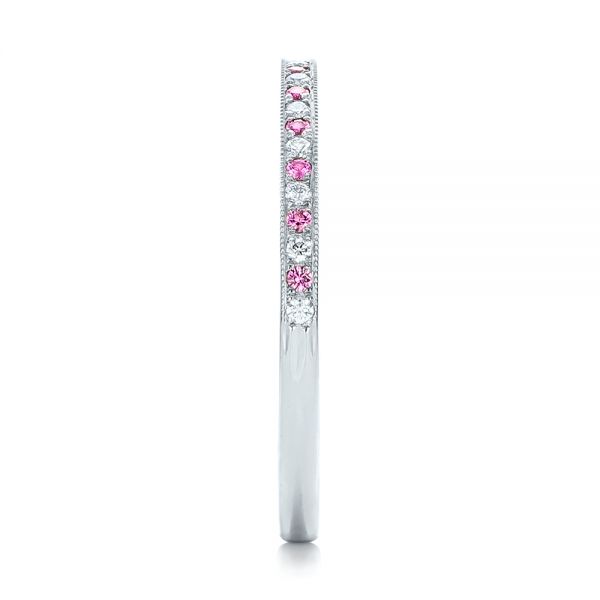 18k White Gold 18k White Gold Custom Pink Sapphire And Diamond Wedding Ring - Side View -  102171