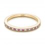 14k Yellow Gold 14k Yellow Gold Custom Pink Sapphire And Diamond Wedding Ring - Flat View -  102171 - Thumbnail