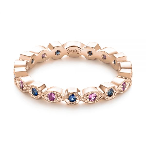 14k Rose Gold 14k Rose Gold Custom Pink And Blue Sapphire Eternity Wedding Band - Flat View - 103429