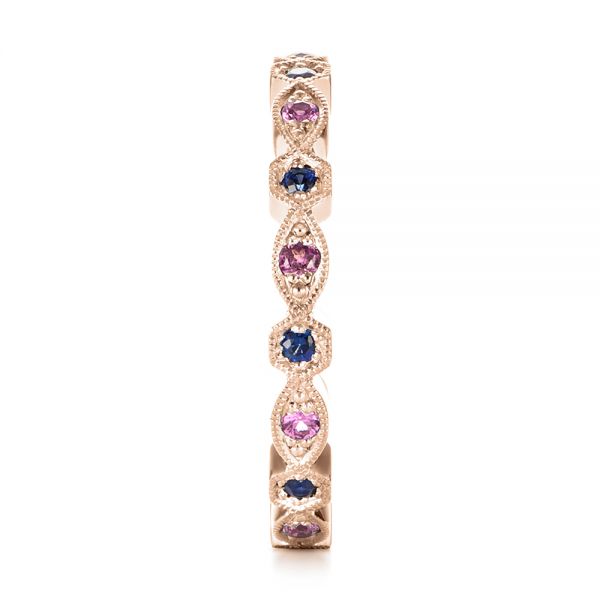 18k Rose Gold 18k Rose Gold Custom Pink And Blue Sapphire Eternity Wedding Band - Side View -  103429