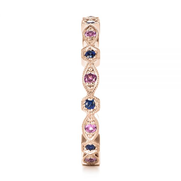 14k Rose Gold 14k Rose Gold Custom Pink And Blue Sapphire Eternity Wedding Band - Side View - 103429
