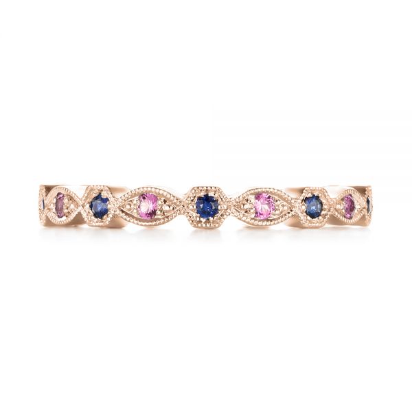 18k Rose Gold 18k Rose Gold Custom Pink And Blue Sapphire Eternity Wedding Band - Top View -  103429