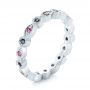  Platinum Custom Pink And Blue Sapphire Eternity Wedding Band - Three-Quarter View -  103429 - Thumbnail