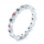 18k White Gold 18k White Gold Custom Pink And Blue Sapphire Eternity Wedding Band - Three-Quarter View -  103429 - Thumbnail