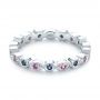 14k White Gold 14k White Gold Custom Pink And Blue Sapphire Eternity Wedding Band - Flat View -  103429 - Thumbnail