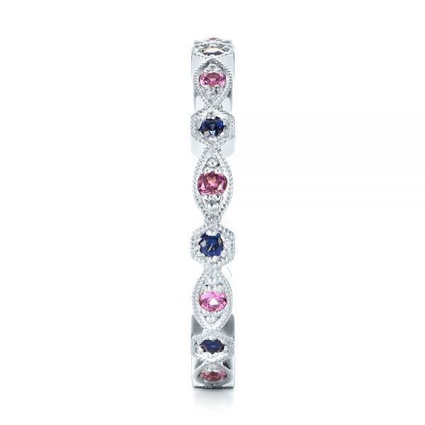  Platinum Custom Pink And Blue Sapphire Eternity Wedding Band - Side View -  103429