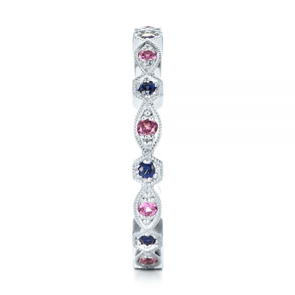 Platinum Custom Pink And Blue Sapphire Eternity Wedding Band - Side View - 103429