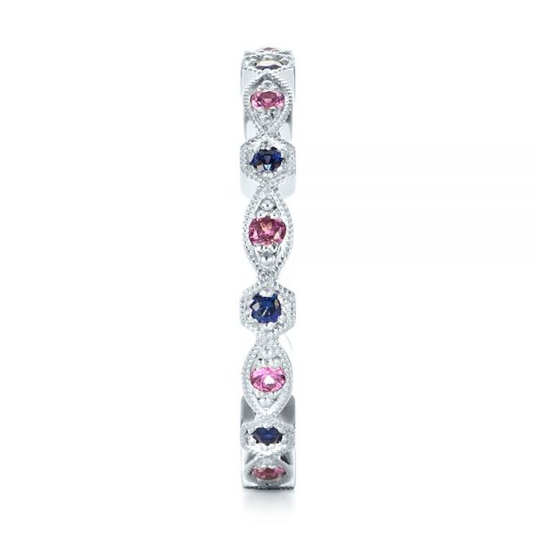 18k White Gold 18k White Gold Custom Pink And Blue Sapphire Eternity Wedding Band - Side View -  103429