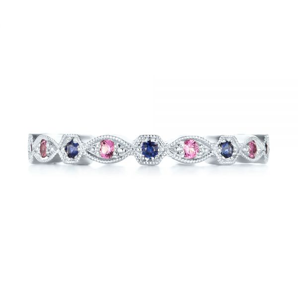 14k White Gold 14k White Gold Custom Pink And Blue Sapphire Eternity Wedding Band - Top View -  103429