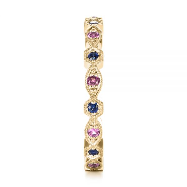 14k Yellow Gold 14k Yellow Gold Custom Pink And Blue Sapphire Eternity Wedding Band - Side View -  103429