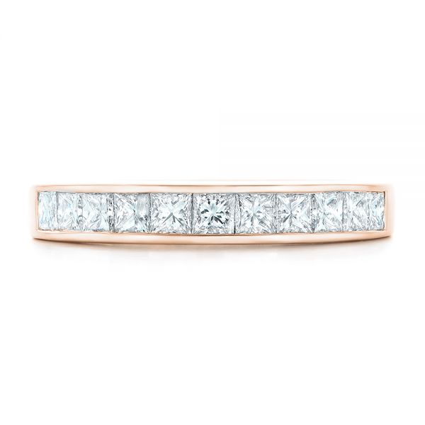 14k Rose Gold 14k Rose Gold Custom Princess Cut Diamond Wedding Band - Top View -  102400