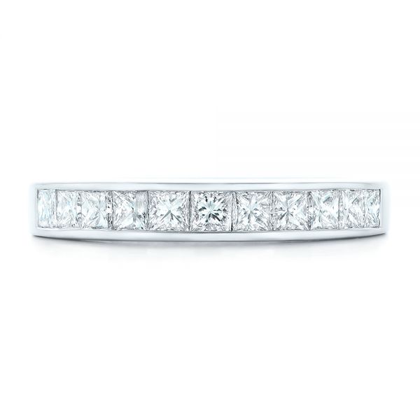 18k White Gold 18k White Gold Custom Princess Cut Diamond Wedding Band - Top View -  102400