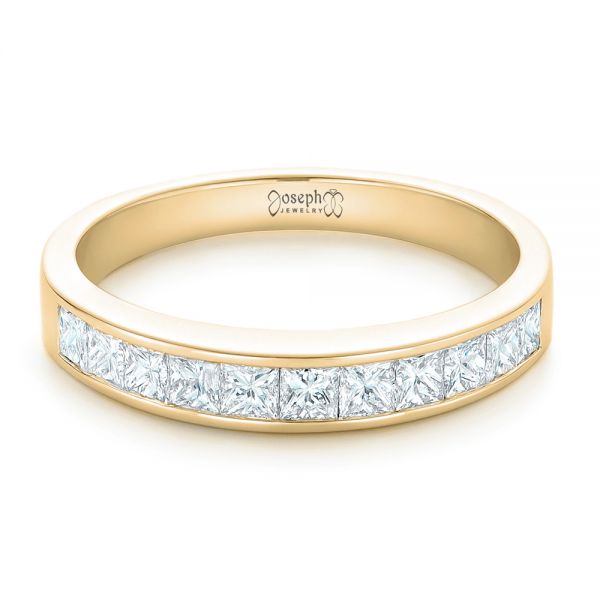 18k Yellow Gold 18k Yellow Gold Custom Princess Cut Diamond Wedding Band - Flat View -  102400