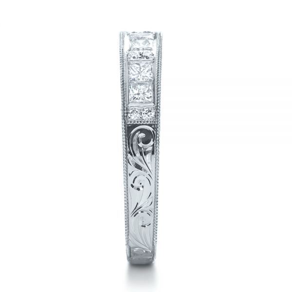 Platinum Custom Princess Cut Diamond Women's Wedding Band - Side View - 1134