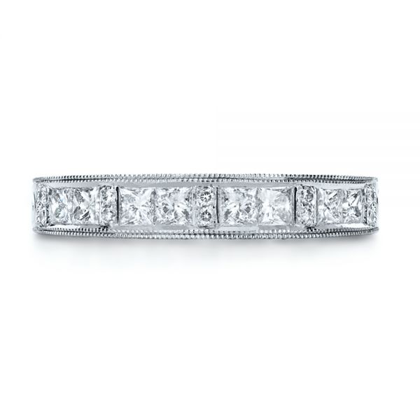  Platinum Custom Princess Cut Diamond Women's Wedding Band - Top View -  1134