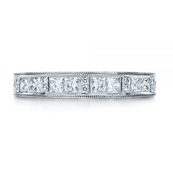 Platinum Custom Princess Cut Diamond Women's Wedding Band - Top View - 1134