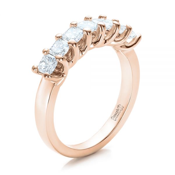 14k Rose Gold 14k Rose Gold Custom Radiant Diamond Wedding Band - Three-Quarter View -  100806