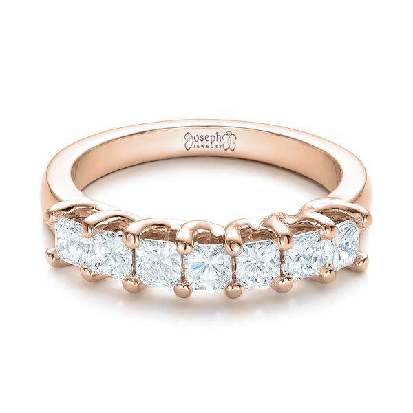 18k Rose Gold 18k Rose Gold Custom Radiant Diamond Wedding Band - Flat View -  100806