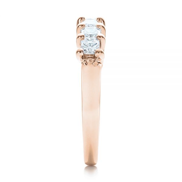 18k Rose Gold 18k Rose Gold Custom Radiant Diamond Wedding Band - Side View -  100806