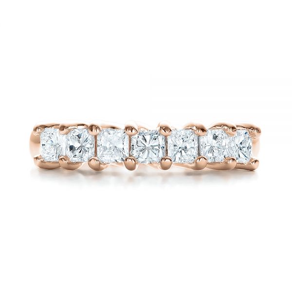 14k Rose Gold 14k Rose Gold Custom Radiant Diamond Wedding Band - Top View -  100806