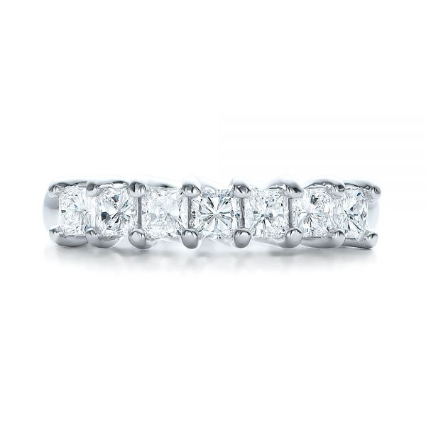 18k White Gold Custom Radiant Diamond Wedding Band - Top View -  100806
