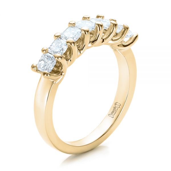 18k Yellow Gold 18k Yellow Gold Custom Radiant Diamond Wedding Band - Three-Quarter View -  100806