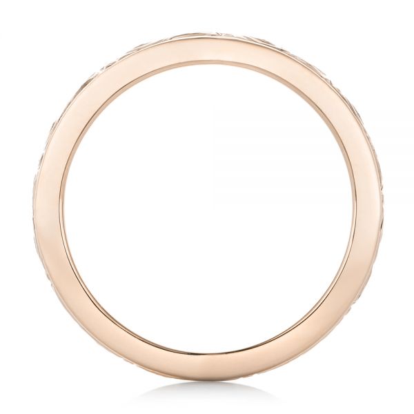 18k Rose Gold 18k Rose Gold Custom Relief Engraved Wedding Band - Front View -  102424