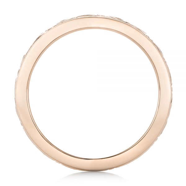 14k Rose Gold 14k Rose Gold Custom Relief Engraved Wedding Band - Front View - 102424