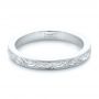 14k White Gold 14k White Gold Custom Relief Engraved Wedding Band - Flat View -  102424 - Thumbnail