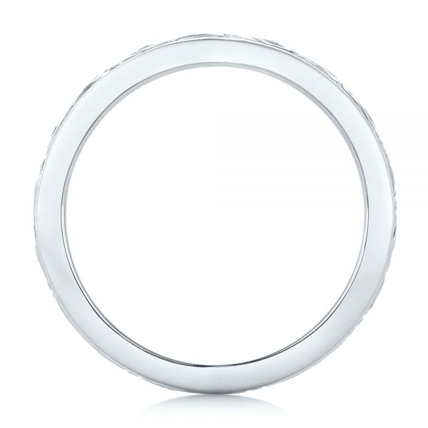 14k White Gold 14k White Gold Custom Relief Engraved Wedding Band - Front View - 102424