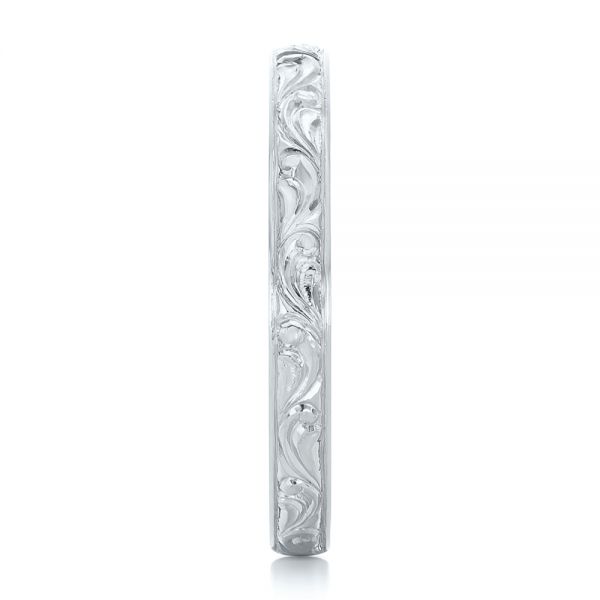 14k White Gold 14k White Gold Custom Relief Engraved Wedding Band - Side View - 102424