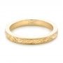 18k Yellow Gold Custom Relief Engraved Wedding Band - Flat View -  102424 - Thumbnail