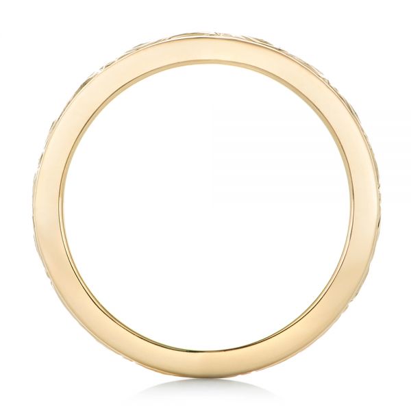 18k Yellow Gold Custom Relief Engraved Wedding Band - Front View -  102424