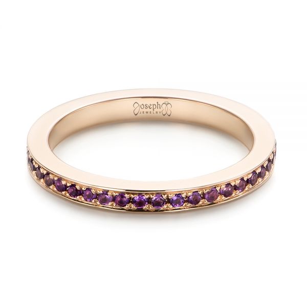 14k Rose Gold Custom Amethyst Eternity Wedding Band - Flat View - 103164