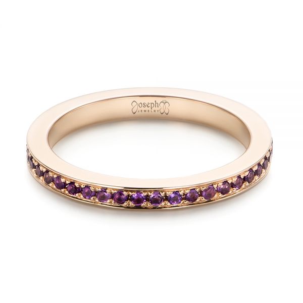 14k Rose Gold Custom Amethyst Eternity Wedding Band - Flat View -  103164