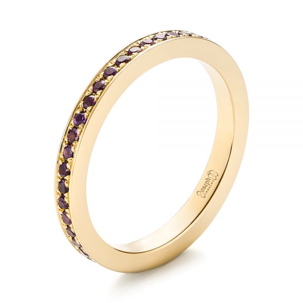 18k Yellow Gold 18k Yellow Gold Custom Amethyst Eternity Wedding Band - Three-Quarter View -  103164