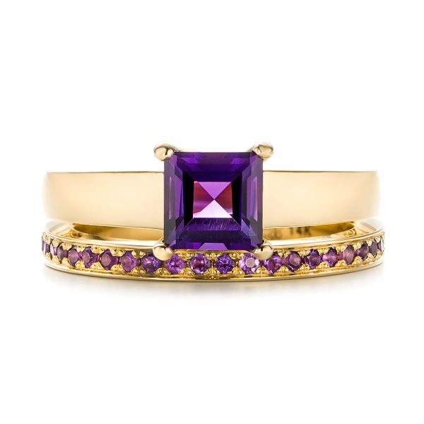 18k Yellow Gold 18k Yellow Gold Custom Amethyst Eternity Wedding Band -  103164