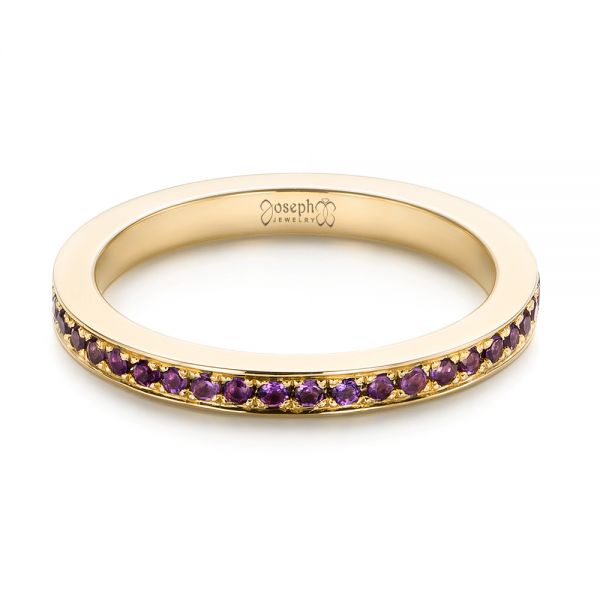 18k Yellow Gold 18k Yellow Gold Custom Amethyst Eternity Wedding Band - Flat View -  103164
