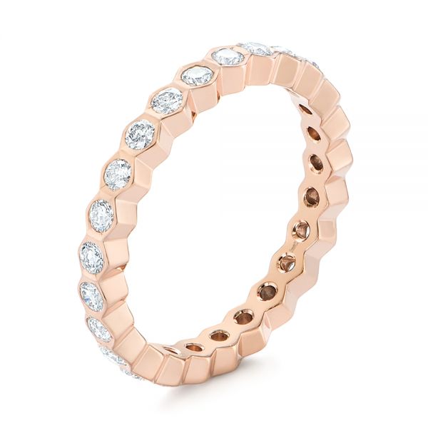 14k Rose Gold Custom Diamond Eternity Wedding Band - Three-Quarter View - 104872