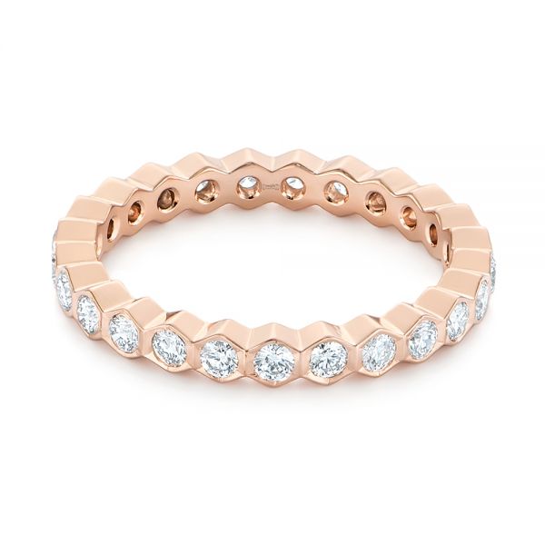 14k Rose Gold Custom Diamond Eternity Wedding Band - Flat View - 104872