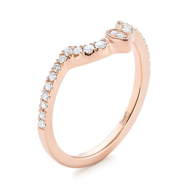 14k Rose Gold Custom Diamond Wedding Band - Three-Quarter View -  104265