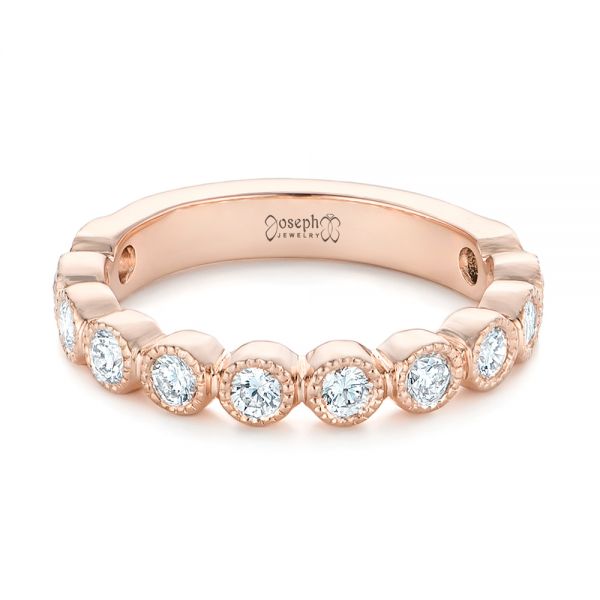 14k Rose Gold Custom Diamond Wedding Band - Flat View - 102849