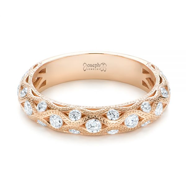 14k Rose Gold Custom Diamond Wedding Band - Flat View - 103221