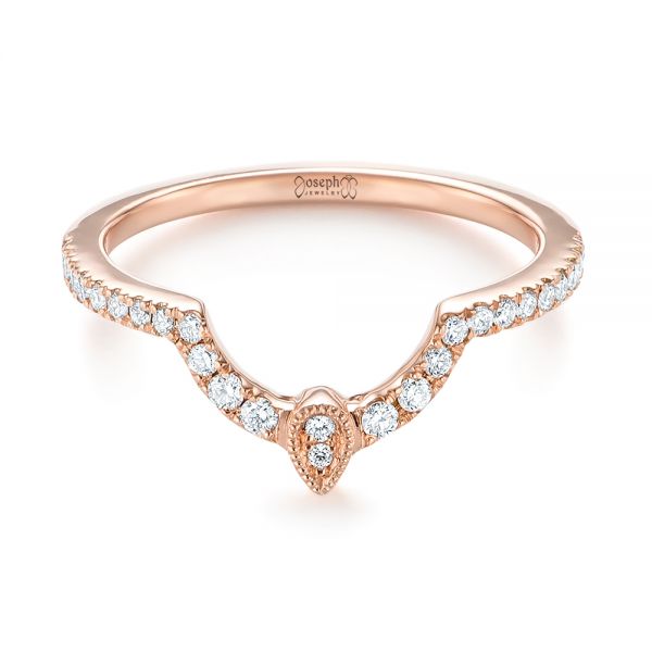 14k Rose Gold Custom Diamond Wedding Band - Flat View -  104265