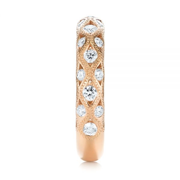 14k Rose Gold Custom Diamond Wedding Band - Side View - 103221