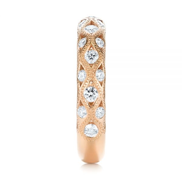 18k Rose Gold 18k Rose Gold Custom Diamond Wedding Band - Side View -  103221