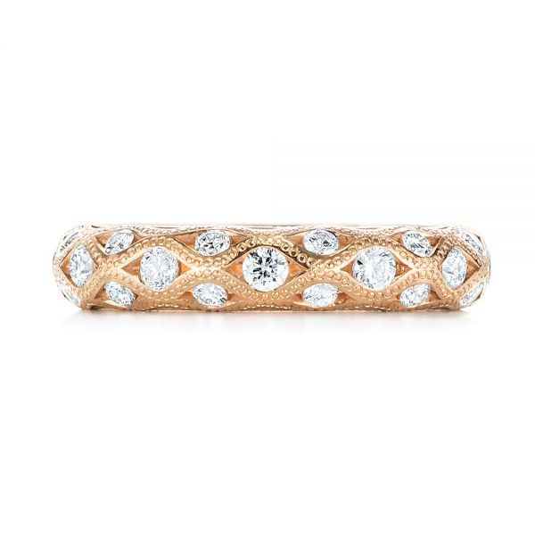14k Rose Gold Custom Diamond Wedding Band - Top View -  103221
