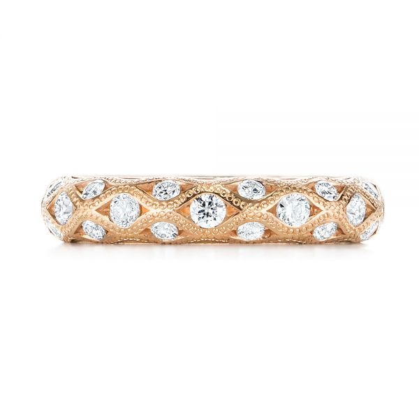 14k Rose Gold Custom Diamond Wedding Band - Top View - 103221