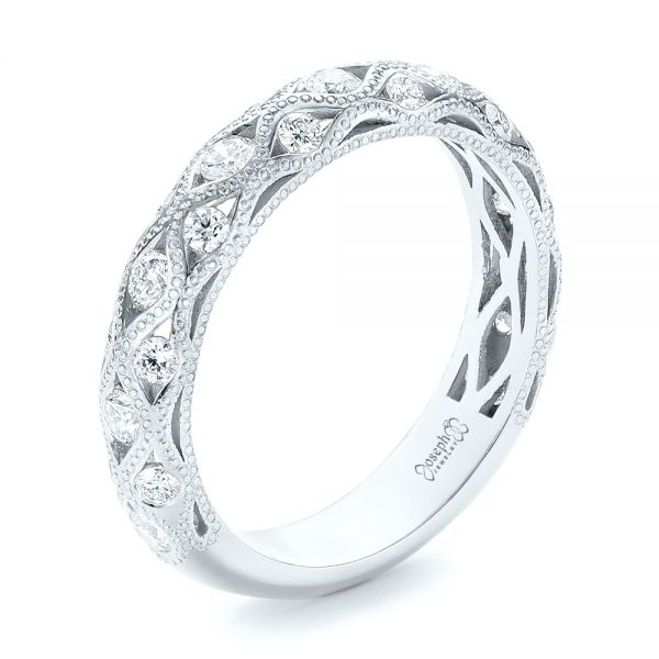 14k White Gold 14k White Gold Custom Diamond Wedding Band - Three-Quarter View -  103221