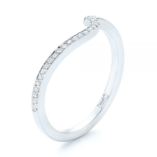 18k White Gold 18k White Gold Custom Diamond Wedding Band - Three-Quarter View -  103302